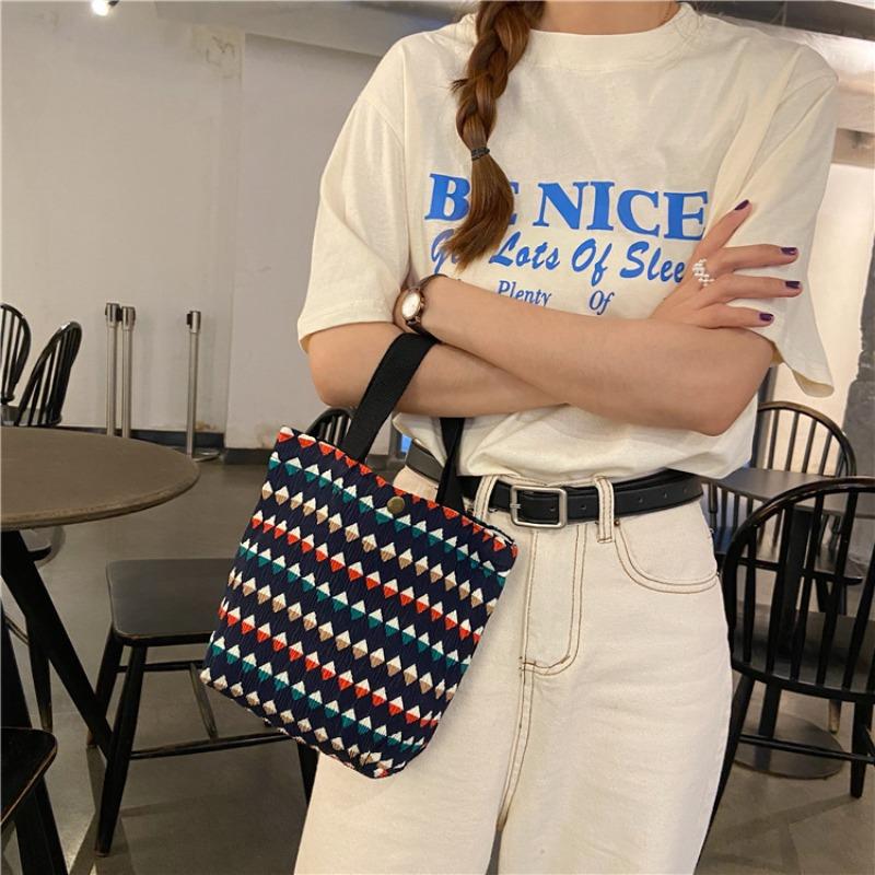 12 small fresh and cute small cloth bags women's wrinkled cloth printed handbags Bento bags