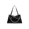 Charles & Keith Crocodile Pattern Chain Handle Oil Wax Leather PU Shoulder Bag Large Women Handbags Black CK2-30160223-1