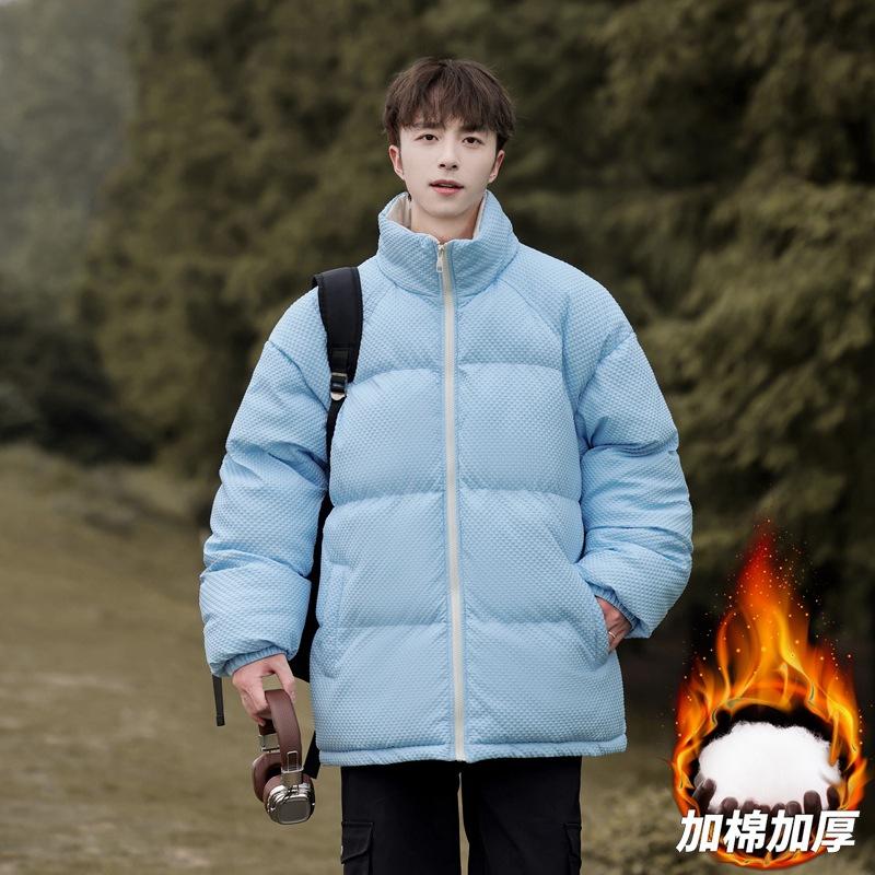 Stand-up Collar Cotton-padded Clothes for Men and Women In Winter Windproof Velvet Thickened Cotton-padded Clothes for Couples Thickened 
