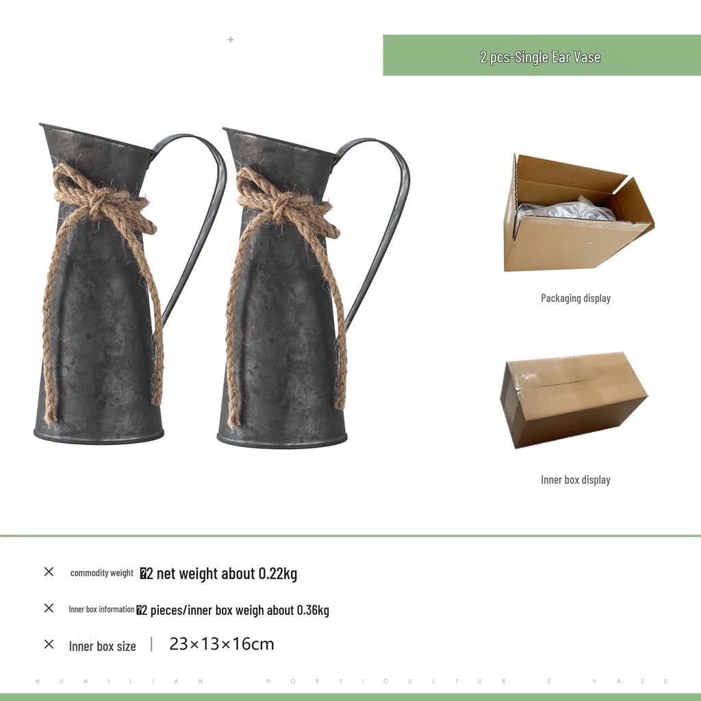 Antique Bronze Milk-Can Iron Flower Vase for Gardening & Home Decor