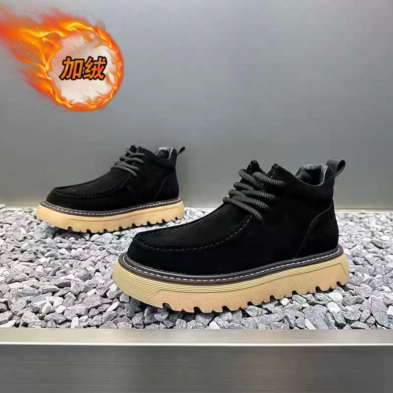 Winter shoes new velvet warm cotton shoes frosted leather high-top British style platform casual board shoes
