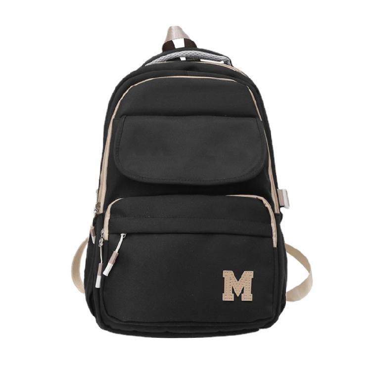 

Large Capacity Teens Adult School Rucksack with Adjustable Straps and Zippered Japanese Letter Daypack School Bag чорний
