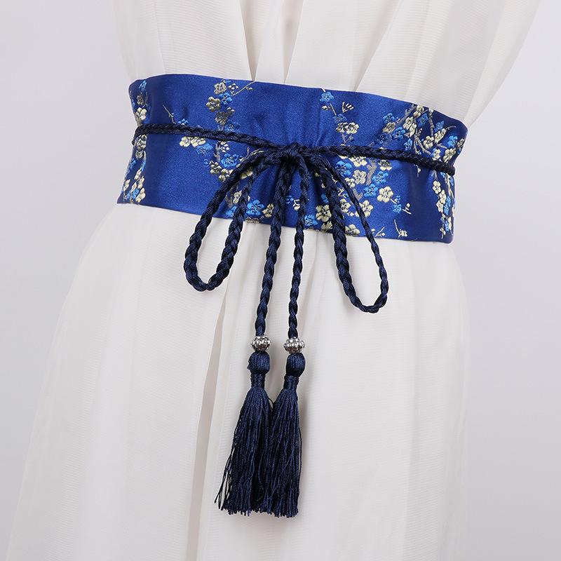 Waistband for Women Vintage Embroidery Floral Bow Tie Belt Chic Elegant Design for Evening
