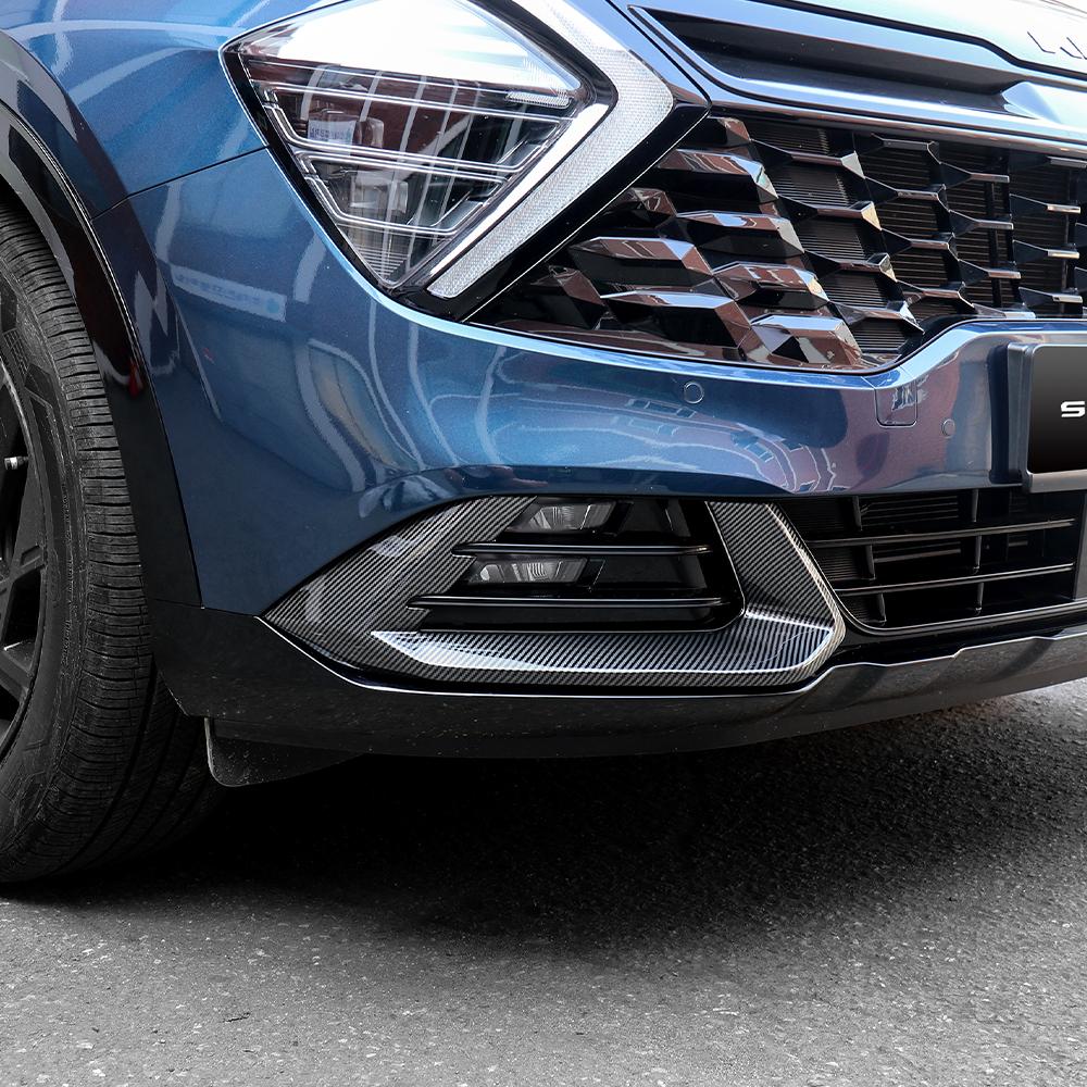For Kia Sportage NQ5 2023-2026 Carbon Fiber Style Black Front Fog Light Lamp Cover Trim Accessories LHD/RHD