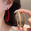 Silver Needle Retro Flocking Circle Earrings - Elegant Autumn/Winter Ear Cuffs for a Sophisticated Look.