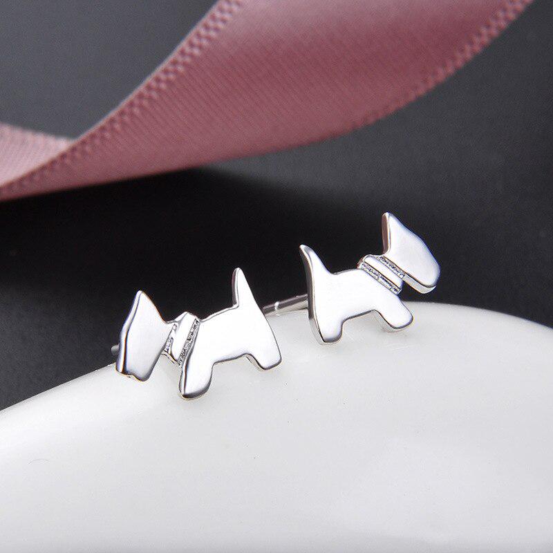 Tancise Trendy Silber Ohrstecker für Frauen, niedlicher Hund-Form-Ohrring, feiner Schmuck, Hochzeit, Party, Geschenk