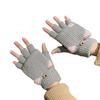 Car Ear Solid Color Cycling Half Finger Gloves Women's Gloves Flip Cover Gloves Thick Mittens