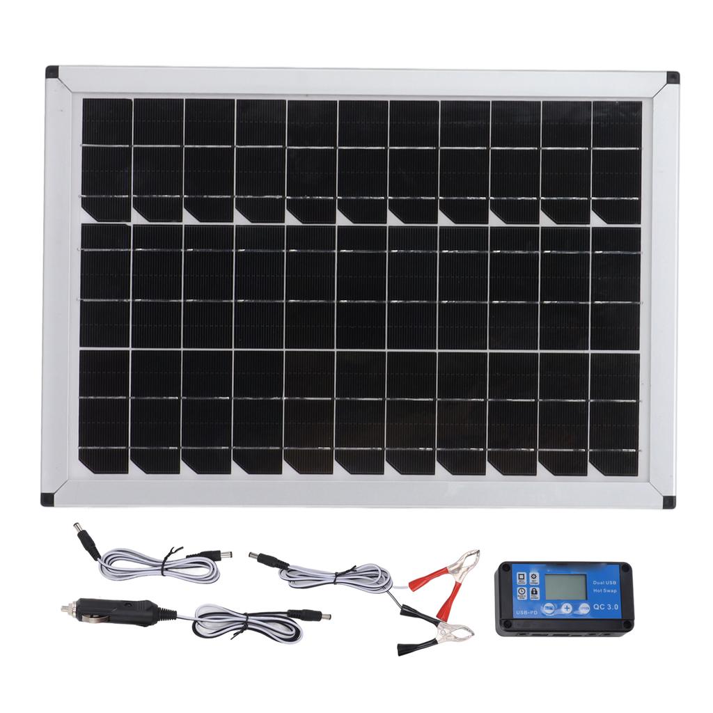 100W 18V Portable Solar Panel Kit 100 Watt 18 Volt Monocrystalline Portable Solar Panel for Automobiles Ships Airplanes