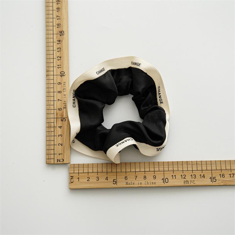 French Elegant  Korean Style Fashion Letter Ribbon Edge Elastic Scrunchies Satin Hair Ties Scrunchi for Women Girls