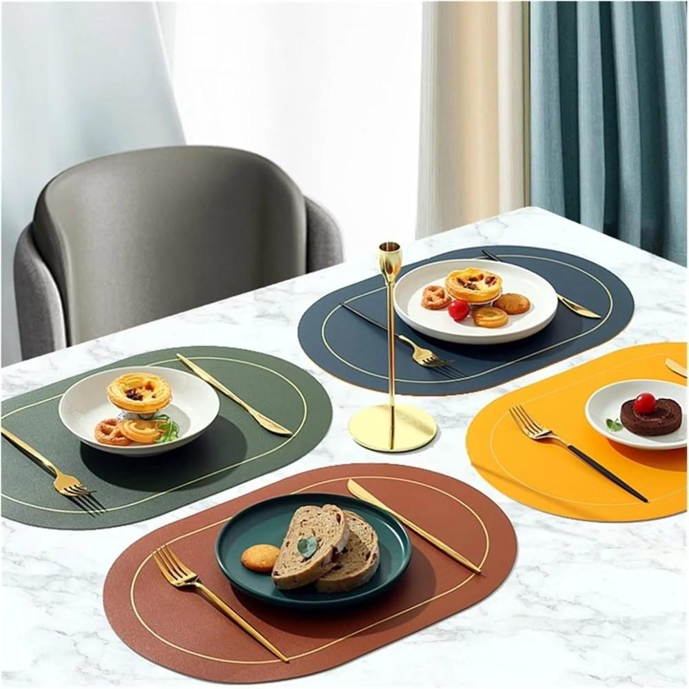 Leather Table Placemats Heat Resistant Waterproof Coffee Shop Decoration Oil-proof Washable Table Mats for Dining Table