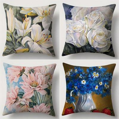 Lilies Blooming On the PillowcaseSuitable for Sofa Car Bedroom Decorative Cushion Cover Pillow Cover