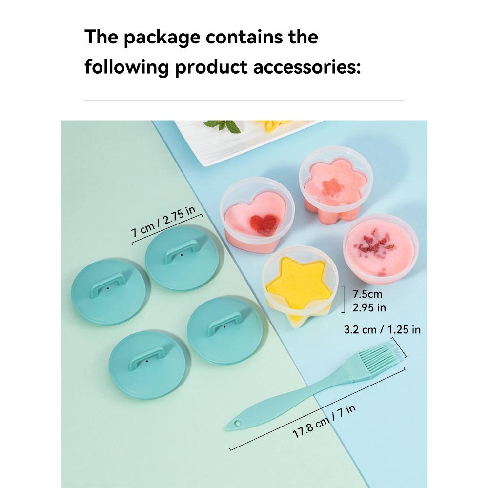 4 Buc/Set Fierbător/Poșator Ouă Drăguț din Plastic cu Pensulă pentru Ulei, Ustensile pentru Gătit Ouă din Plastic Rezistent la Căldură, Formă Ou, Gadget de Bucătărie
