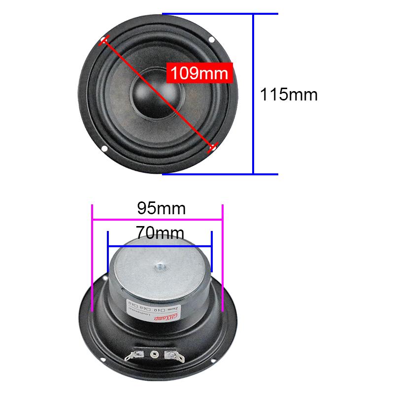GHXAMP Closed 4 Inch 115MM Midrange Speaker Pure Mid Speaker 3-way Alto Voice Horn Classical Vocal String Music 8ohm 30W 2pcs