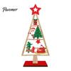 Indoor Christmas Home Decoration Wooden Tree Tabletop Sign, Rustic Gingerbread Snowman Gnome Desktop Ornament with Star Holiday Party Sign Topper,
