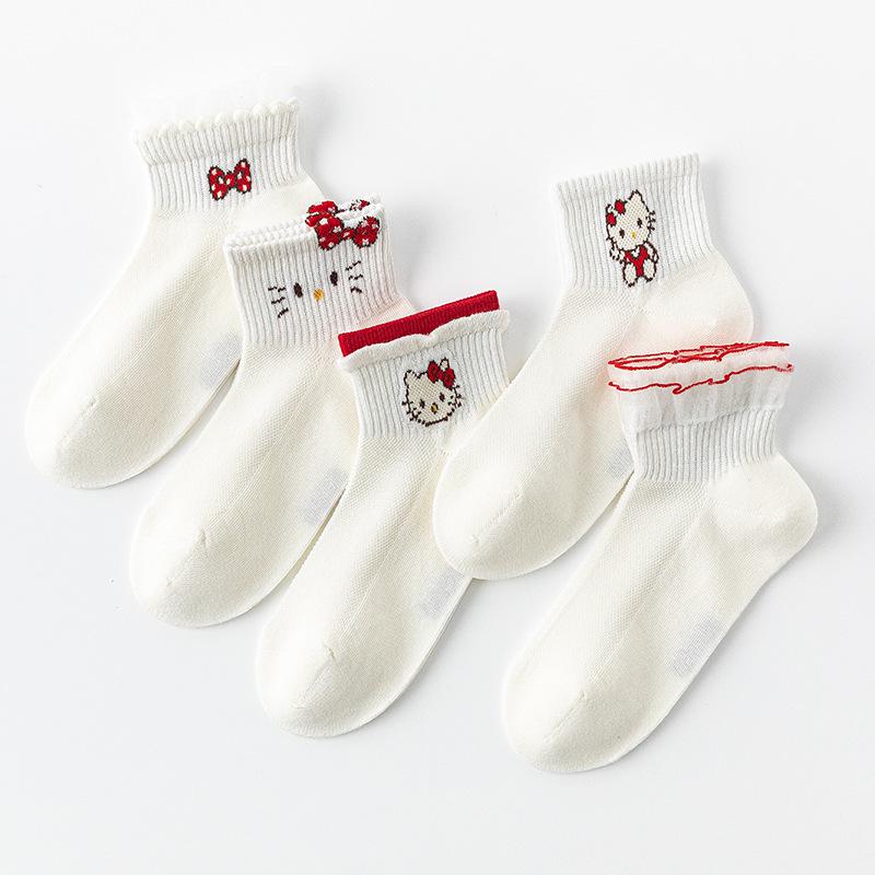 5-Pack Kids' Mesh Socks - Cartoon Cotton, Mid-Calf for Boys & Girls, Spring/Summer