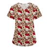 Women's Fashion V-Neck Short Sleeve Overalls With Pockets Christmas Printed Tops  Clothes