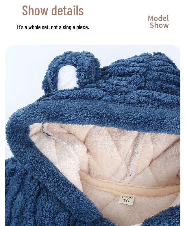 Winter Kids' Flannel Pajamas: Boys & Girls Coral Fleece, Velvet-Lined, Three-Layer Quilted Parent-Child Sleepwear