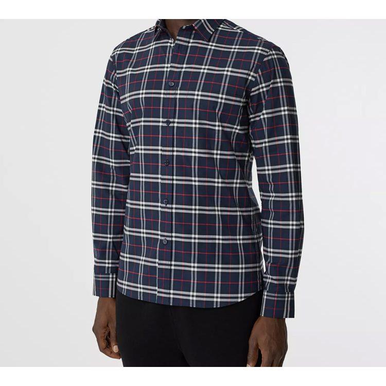 Burberry Small Scale Check Stretch Cotton Shirt 80186401