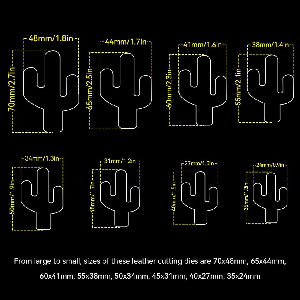 Leather Cutting Dies 8pcs, High Carbon Steel Cactus Shaped Punching Tool Metal Leather Craft DIY Cutting Mold for Leather Crafts and Other Art