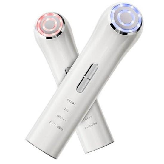 Facial device EMS ion introduction LED eye care 4 modes 3 levels handheld type face beauty USB rechargeable home use unisex Japanese instruction white