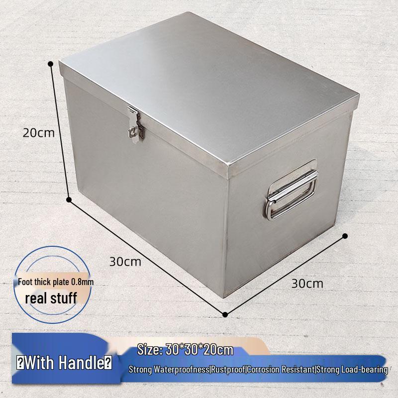 Lockable Stainless Steel Hardware Toolbox - Rectangular Thickened Storage Box
