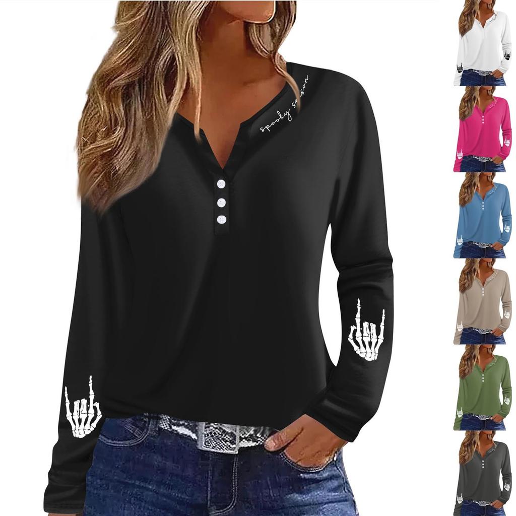 Women's T Shirt Tee Button Floral Print Long Sleeve Daily Weekend Fashion Basic V-Neck Regular Top