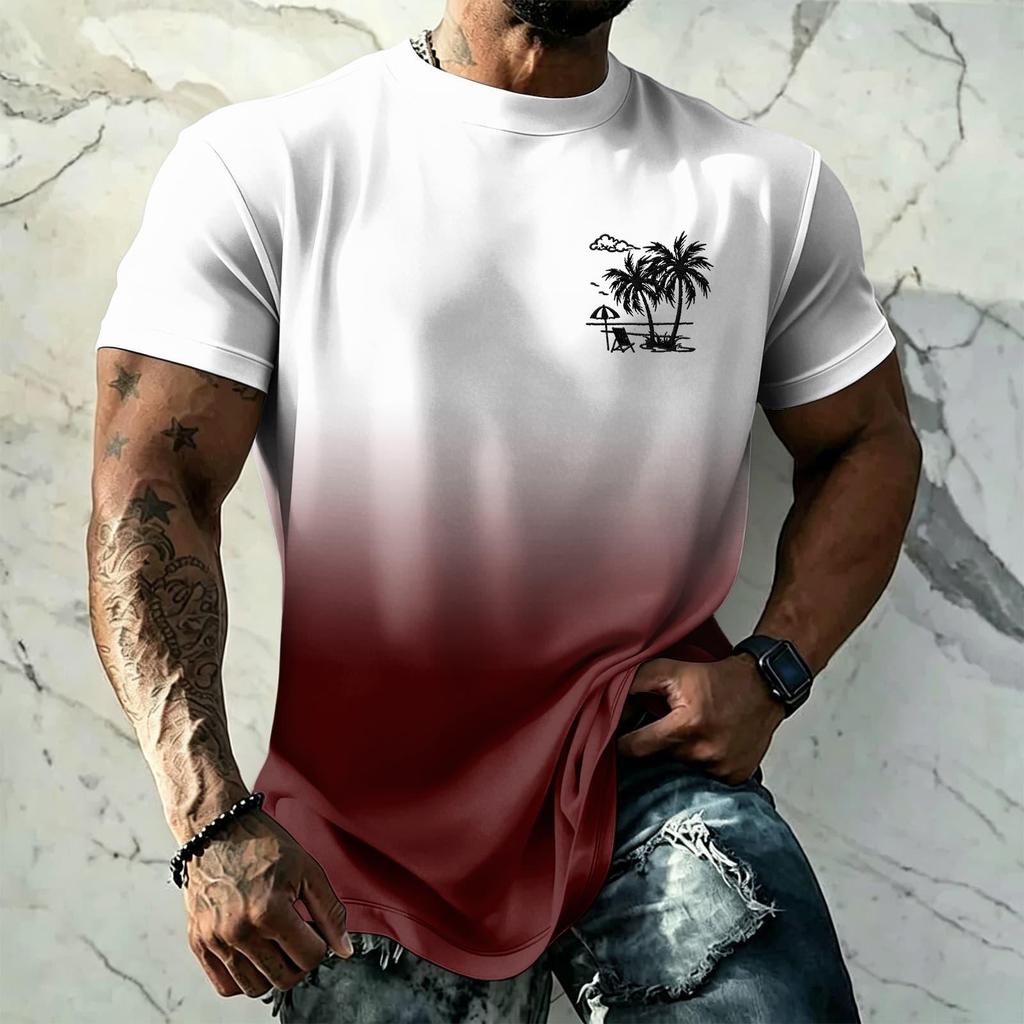 Men's Basic Hawaiian Style Short Sleeve T Shirt UPF50 Plus Sun Protection Breathable Loose Fit Summer Outdoor Casual Top