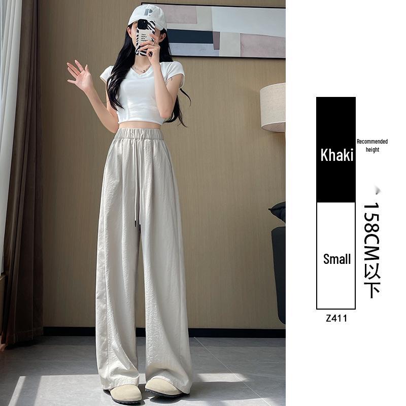 White Women's Wide-Leg Quick-Dry Ice Silk Pants