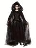 Svart brudeskjerf Heks Vampyr Cosplay Kappe Halloween Dobbel Kappe Spillfest Kostyme Rekvisitter Ferie Utkledning