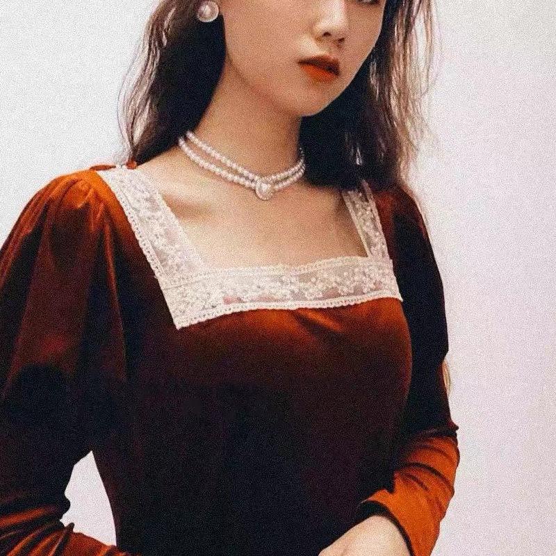 Collana Orecchini Eleganti Perle a Doppio Strato Donna Catene Vintage Classiche Raffinate Per Festa Matrimonio Dama Gioielli Retrò Choker