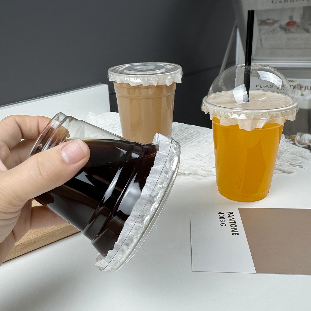 Disposable Transparent PET Cold Drink Cups with Lid for Milk Tea, Coffee, Homemade Beverages, or Lemon Tea