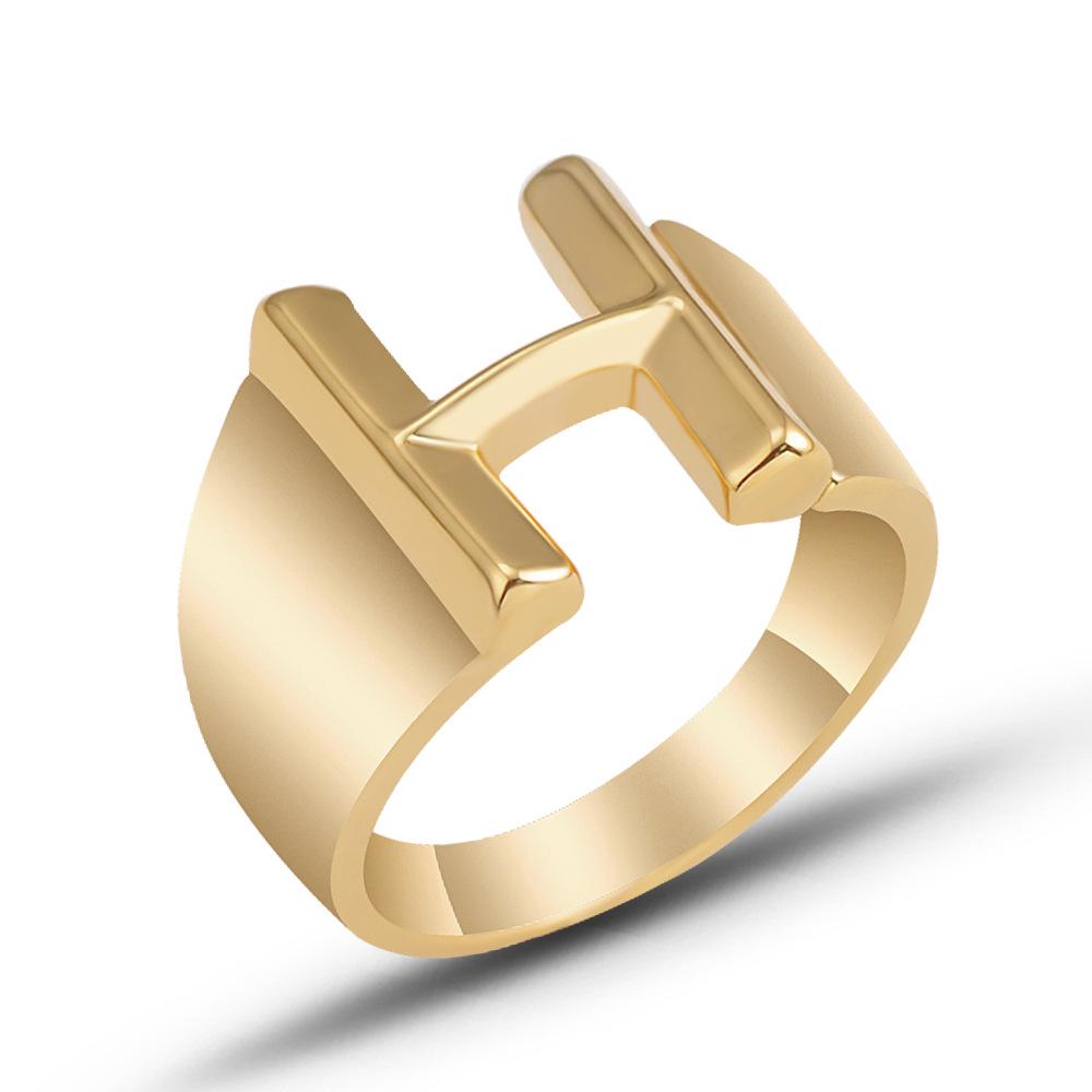 Gold-Plated Open Ring with English Letters for Women Adjustable