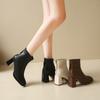 French High-heeled Short Boots Women's New White French Single Boots Thick-heeled Ankle Boots Thin Short Boots In Autumn and Winter 2025