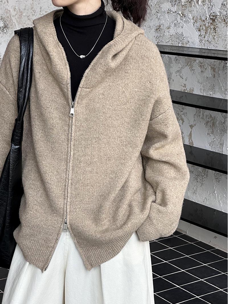 

Juzhi 2024 осень ретро ленивый стиль высококачественный кардиган свитер куртка на молнии A58 One Size