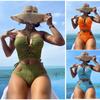 European and American Style Straps, Sexy Split Women's Swimsuit, Hollowed Out Fashion, High Waist and Small Breasts Gather Special Fabric Swimsuit