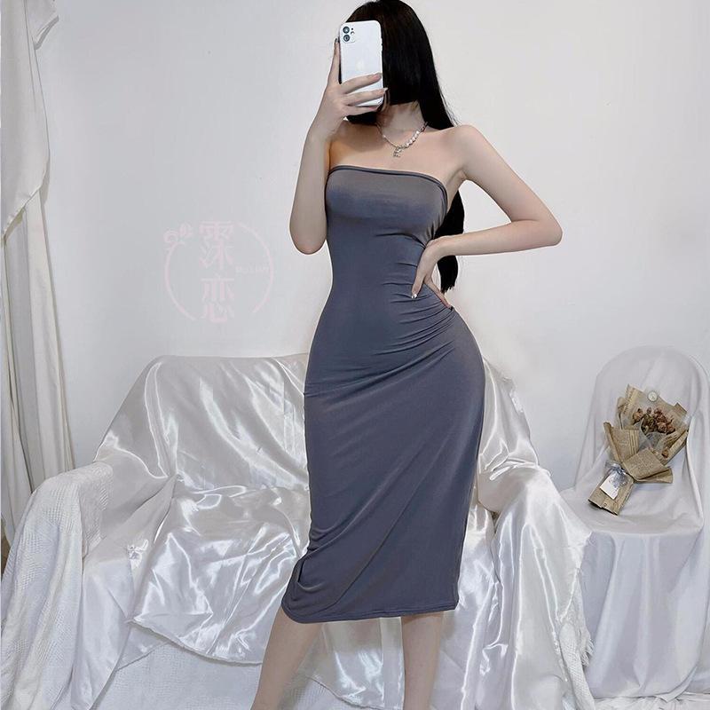 Sex Underwear Backless Straps Sexy Long Dress Pure Lust Temptation Tube Top Dress Nightclub Princess Uniform Suit