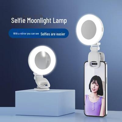 D6 Portable Selfie Mirror Ring Light: Mini LED Beauty Flash for Phones