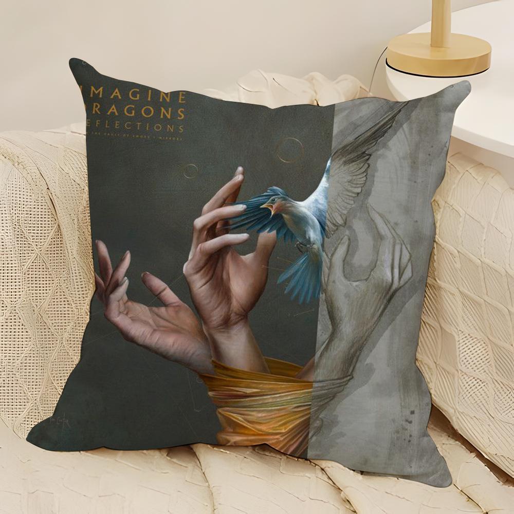 Hot Band IImagine Dragons Pillow Case Natural Linen DoubleSided Printing Sofa Home Decor Cushion Cover