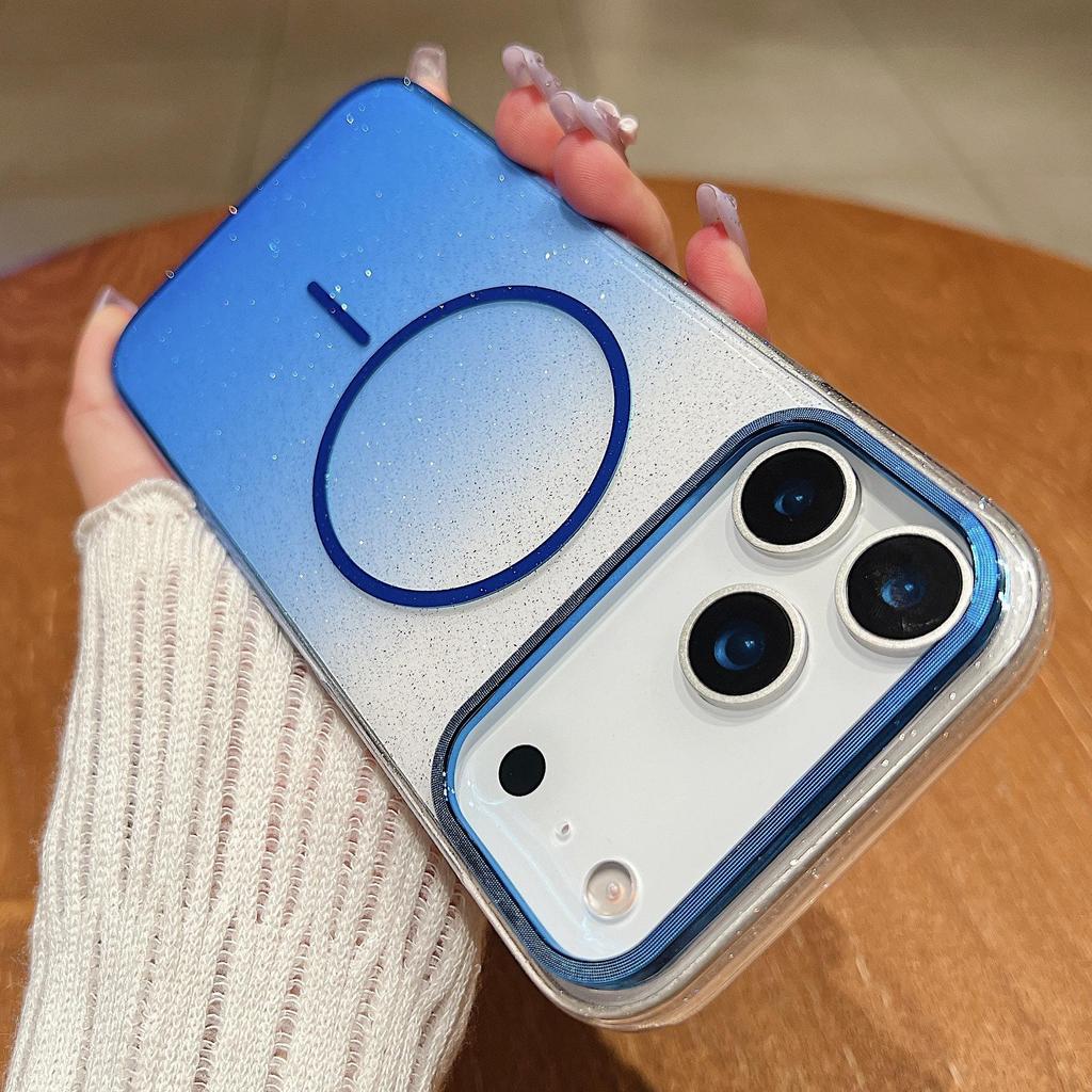 Apple iPhone 16/15/14/13 Gradient Glitter Magnetic Case - 17 Pro Max Drop-Proof Protection