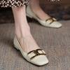 Fashion Flat Shoes for Women 2025 New Spring and Autumn Metal Buckle Square Toe Shallow Flat Large Size Casual Women's Shoes 41 42 43