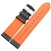 18mm 20mm 22mm 24mm Schwarz Rot Orange Naht Kohlefaser Leder Uhrenarmband mit Stahlschließe Armband Sportuhrarmband