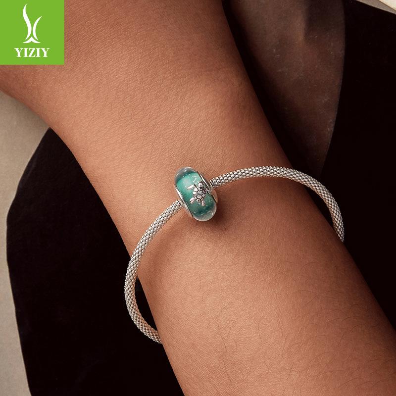 Green Turtle Turtle Glazed Bead S925 Silver Wind Personalized Diy Bracelet Beaded Accessories