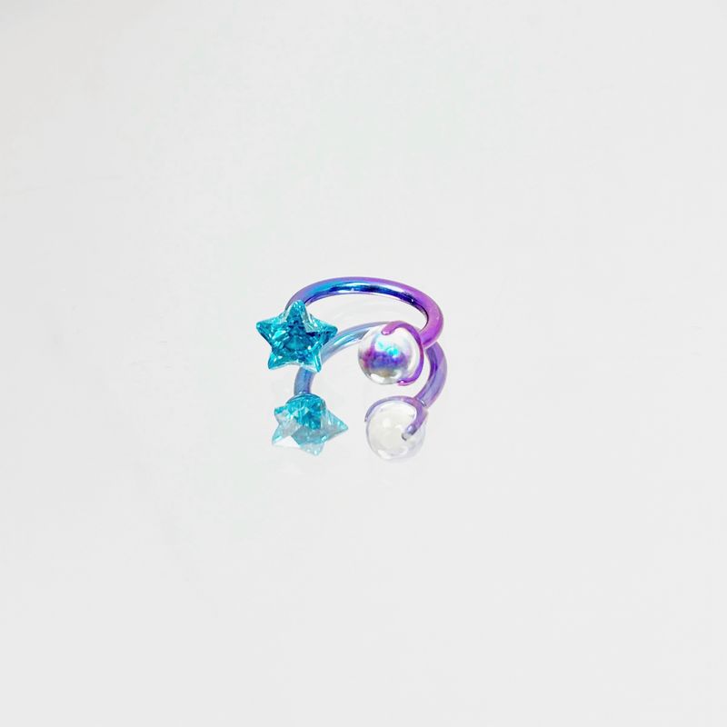 

F136 Титановый сплав Звезда Циркон Подкова Кольцо для губы Otica Пирсинг для уха Штанга для кости уха Женская мода Уникальный дизайн Пирсинг Basket Purple Gradient 1.0 × 8mm