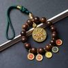 Five Gods Agarwood Car Pendant: High-End Fuso Red Soil Abacus Lock Accessory