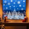 Decorative Window Scenes Christmas Tree Snowflake Static Sticker, Double-sided Cling Decal, Holiday Decals Reusable PVC Glass for Parties Easy
