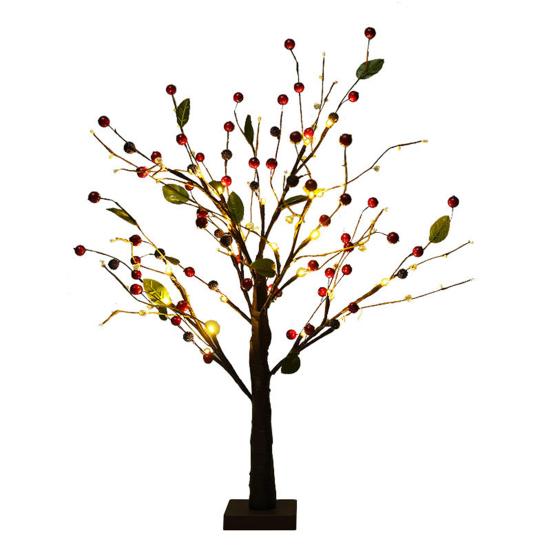 LED Birch Tree Light with Red Berries Mini Glowing Birch Tree for Tabletop Decor Festive Home Party Wedding Centerpiece Decorations
