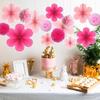 15PCS Pink Party Dressing Set, Tissue Paper Pom Poms Decorations and Hanging Pastel Flower Fan Suitable for Grad Birthday Wedding Party Wall Ceiling