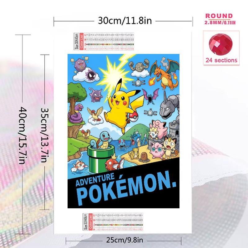 Pokemon Island Adventure Set Pattern 3pcs 100% Round Full Drill 5D DIY Diamond Painting Embroidery Cross Stitch Rhinestone Décor