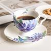 200ml Ldyllic Flowers Teeset Keramik Kaffeetasse Set Britischer Stil High Bone China Teetasse und Untertasse mit Löffel