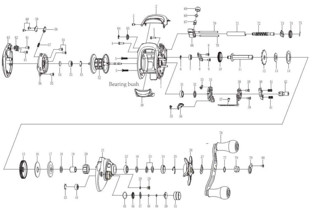 Daiwa Originalteile für Rollen, 16 Pulido-Griff, Teilenummer 76, Teilecode 1H1629 006150561H1629 150SH-DH